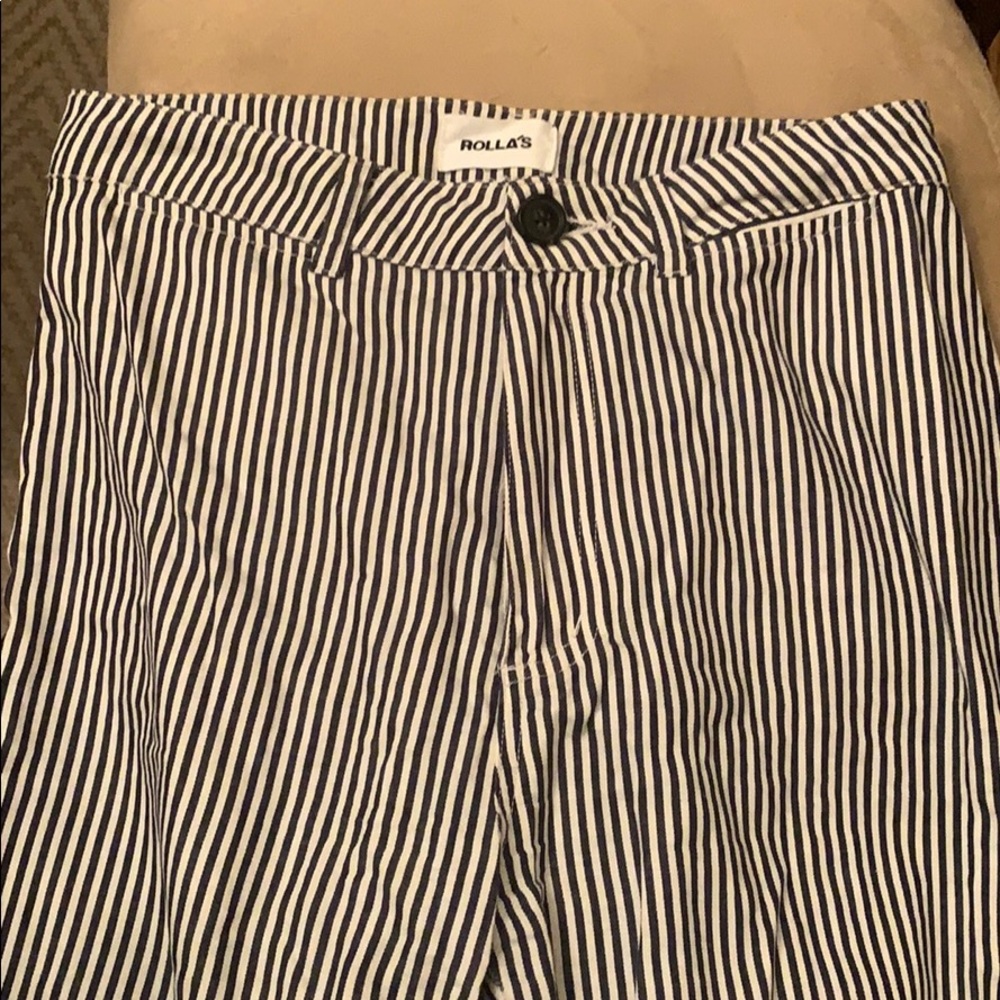 Navy & white striped pants